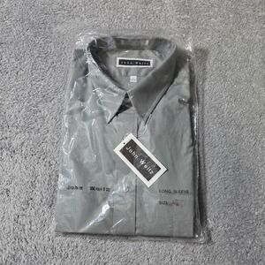 John Weitz Mens 17 34/35 Dress Shirt Gray Long Sleeve Single Needle Tailoring